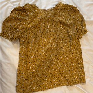 Floral Mustard Puff Sleeve Top